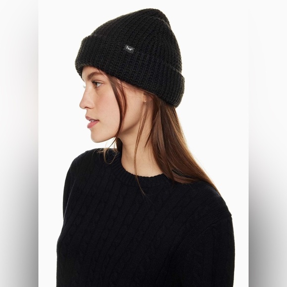 Artizia TNA Brock Cuffed Waffle Knit Beanie Hat Black - Picture 1 of 6